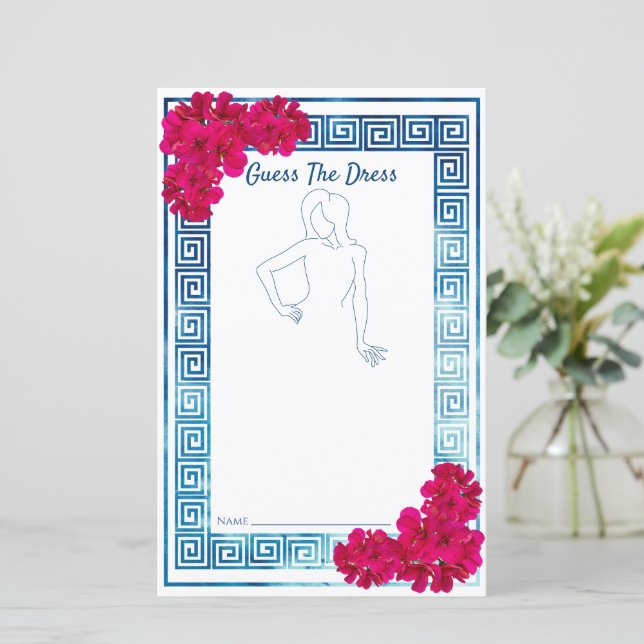 Lámina Watercolor Grecian Elegance Bridal Shower Game (Anverso de pie)