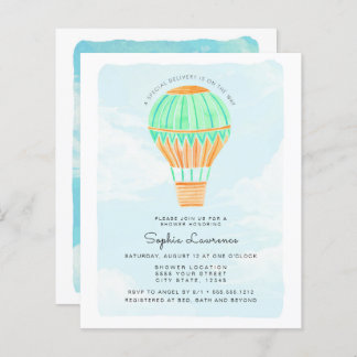 Lámina Watercolor Hot Air Balloon Baby Shower