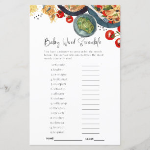 Lámina Watercolor Italiano Baby Scramble Shower Game