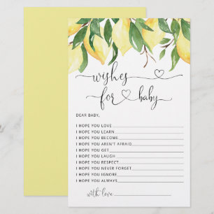 Lámina Watercolor Lemon Baby Shower Wiers for Baby Card