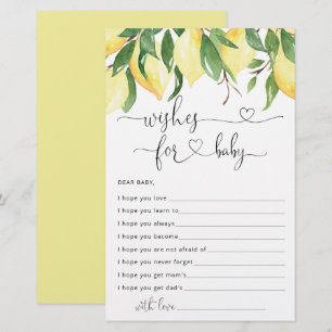 Lámina Watercolor Lemon Baby Shower Wiers for Baby Card