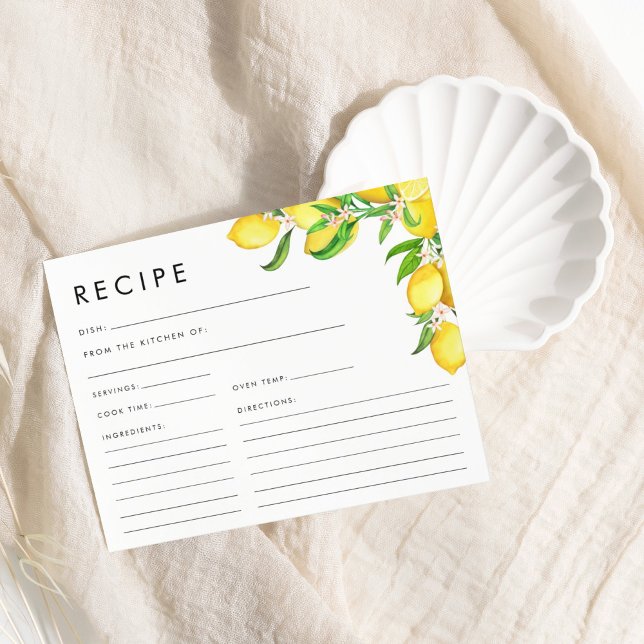 Lámina Watercolor Lemon Bridal Shower Recipe (Watercolor Lemon Bridal Shower Recipe)