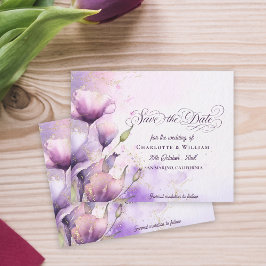 Lámina Watercolor Lilac Flowers Wedding Save the Date
