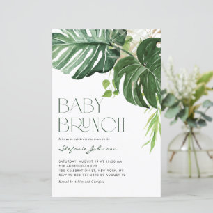 Lámina Watercolor Monstera verano Bebé Invitación a Brunc