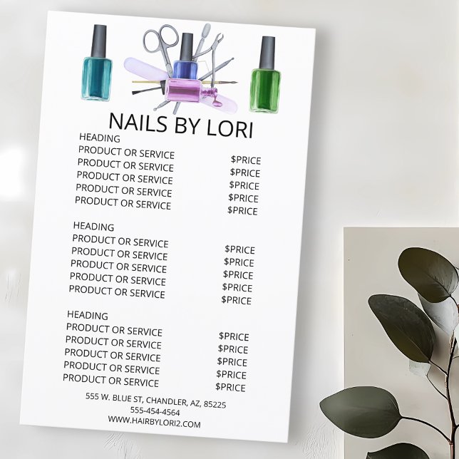 Lámina Watercolor Nail Technician Business Services Price (Subido por el creador)