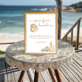 Lámina Watercolor Ocean Little Pearl Baby Shower Game Sig