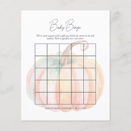 Lámina Watercolor Pequeña Calabaza Baby Shower Bingo
