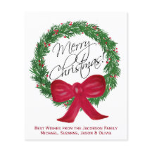 Watercolor Pine Wreath BUDGET Navidad Photo Card