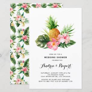 Lámina Watercolor Pineapple Tropical Wedding Ducha