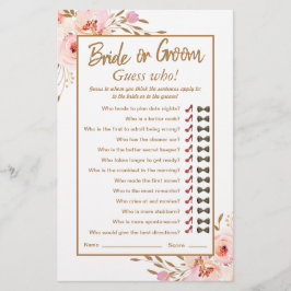 Lámina Watercolor Pink Rubor Gold Rosa Bridal Shower Game