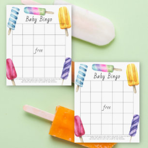 Lámina Watercolor Popsicle Baby Bingo