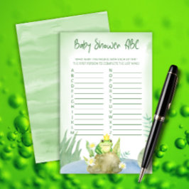 Lámina Watercolor Princess Frog Baby Shower ABC