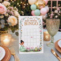 Lámina Watercolor Princess Frog Baby Shower Bingo Game