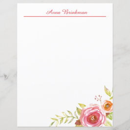 Lámina Watercolor Rose Bouquet Personal Stationery