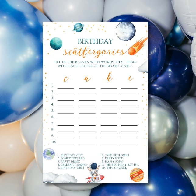 Lámina Watercolor Space Astronaut Birthday Scattergories  (Subido por el creador)