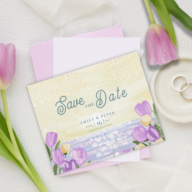 Lámina Watercolor Tulip Seaside Pastel Spring Wedding (Watercolor Tulip Seaside Pastel Spring Wedding)