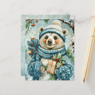 Lámina Watercolor Winter Polar Bear Scrapbook Paper