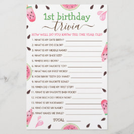 Lámina Watermelon One In A Melon First Birthday Trivia Ga
