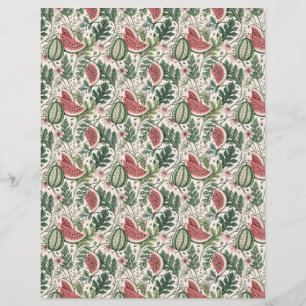 Lámina Watermelons vintage bontanic scrapbook papel rojo
