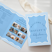 Wave Blue Baby Shower Game Booklet