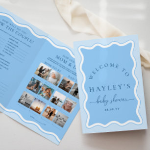 Lámina Wave Blue Baby Shower Game Booklet