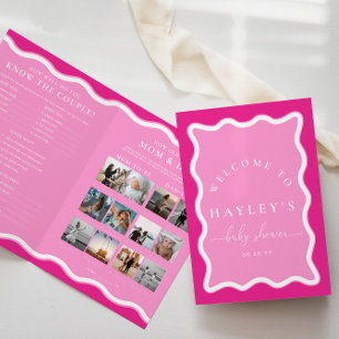Lámina Wave Hot Pink Baby Shower Game Booklet
