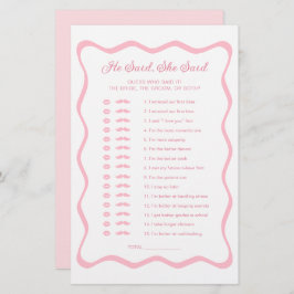 Lámina Wavy Pink Bridal Shower Dijo Que Ella Dijo Juego