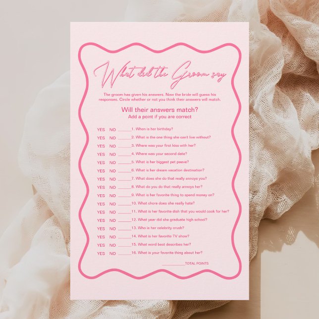 Lámina Wavy Pink Bridal Shower Lo Que Dijo (Subido por el creador)