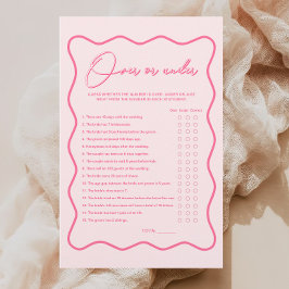 Lámina Wavy Pink Bridal Shower Over Under Game