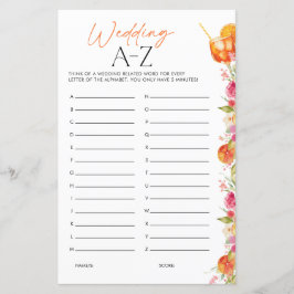 Lámina Wedding A-Z Bridal Shower Game First Spritz