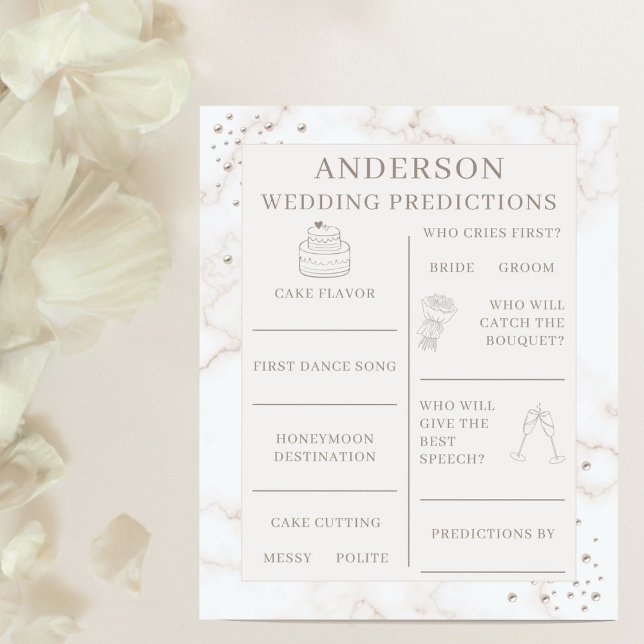 Lámina Wedding Predictions Bridal Shower Activity Game (Subido por el creador)