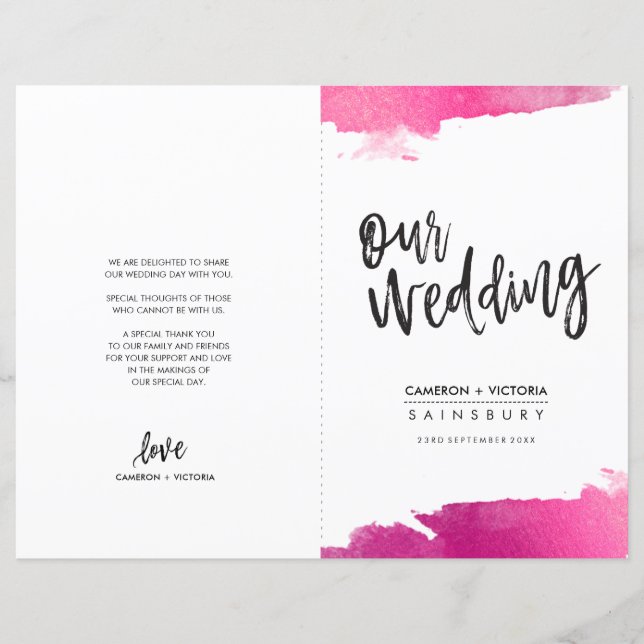 Lámina WEDDING PROGRAM cepillo grabado lujoso rosa dorado (Anverso)