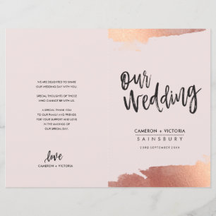 Lámina WEDDING PROGRAM guión de broche rosa de color rosa