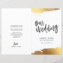 Lámina WEDDING PROGRAM letras cepilladas luxe dorado dora