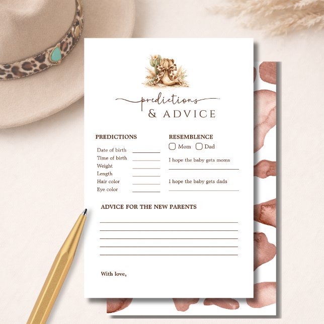 Lámina Western Boho Baby Shower Predictions & Advice Game (Subido por el creador)