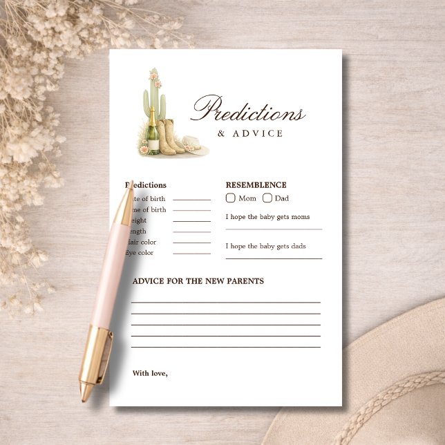 Lámina Western Boho Baby Shower Predictions & Advice Game (Subido por el creador)