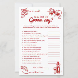 Lámina What Did The Groom Say Bridal Party Activity Card