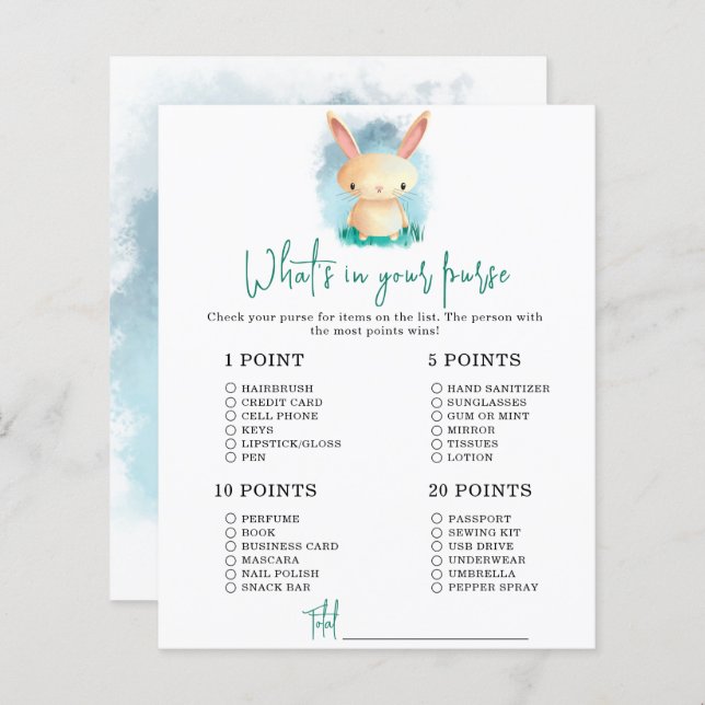 Lámina Whats conejillo en la bolsa de la ducha de bebé (Anverso / Reverso)