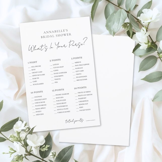 Lámina What's In Your Purse Bridal Shower Game (What's In Your Purse Bridal Shower Game)