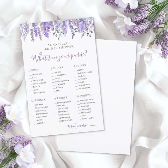 Lámina What's In Your Purse Bridal Shower Game (What's In Your Purse Bridal Shower Game)