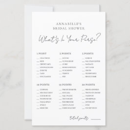 Lámina What's In Your Purse Bridal Shower Game