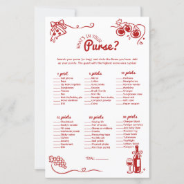 Lámina Whats In Your Purse Italian Bridal Party Game Card