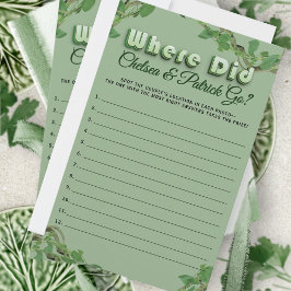 Lámina Where Did They Go Greenery Bridal Guessing Game 