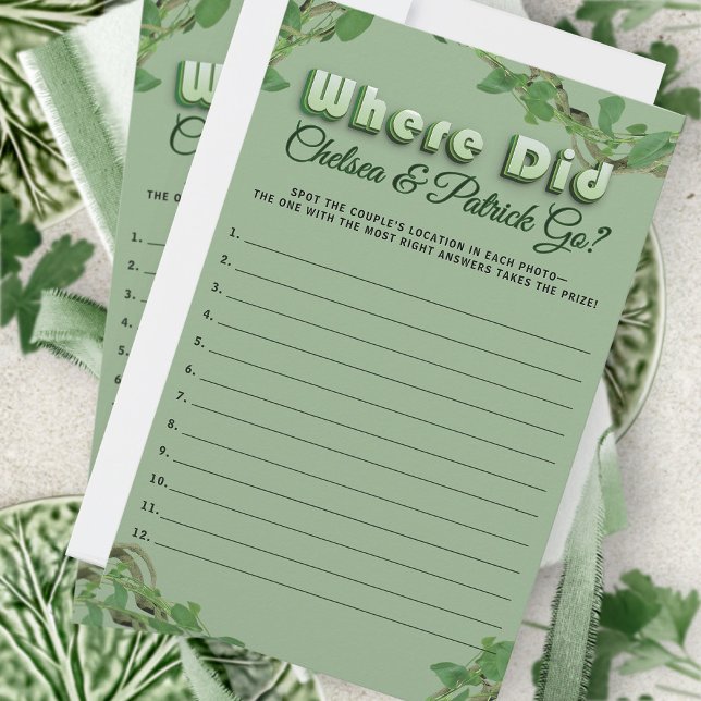 Lámina Where Did They Go Greenery Bridal Guessing Game  (Subido por el creador)