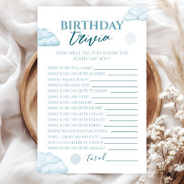 Lámina Whimsical Baby Blue Watercolor Birthday Trivia