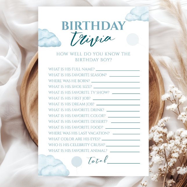 Lámina Whimsical Baby Blue Watercolor Birthday Trivia (Subido por el creador)