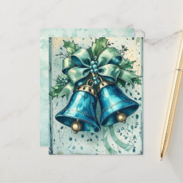 Lámina Whimsical Blue Christmas Bells Scrapbook Paper