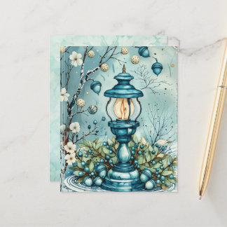 Lámina Whimsical Blue Christmas Lamp Scrapbook Paper