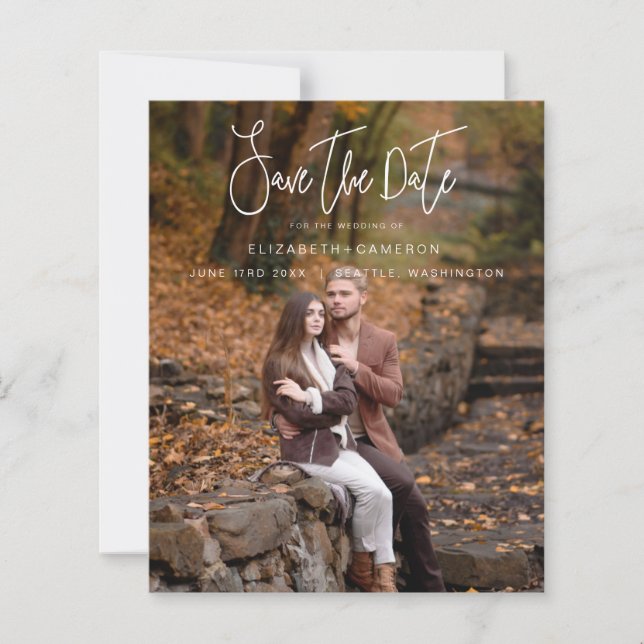 Lámina Whimsical Calligraphy Wedding Photo Engagement (Anverso)