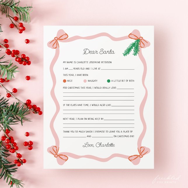 Lámina Whimsical Dear Santa Letter - Christmas Wish List (Dear Santa Letter - Christmas Wish List for Children)